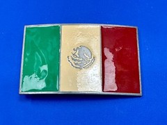 Mexico Flag Patriotic Belt Buckle Western Cowboy Eagle Country Emblem