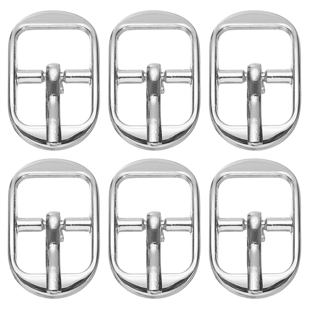 6 Pcs 0.5 Inch Single Prong Buckles Oval Center Bar Buckles, Silver Tone
