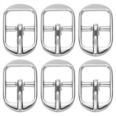 6 Pcs 0.5 Inch Single Prong Buckles Oval Center Bar Buckles, Silver Tone