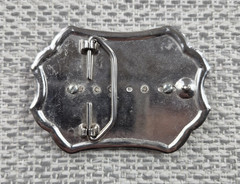 Lions International Belt Buckle Mens Silver Floral Western Logo Rectangular