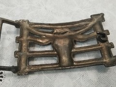 VTG. Cowboy Belt Buckle Long Horn Bull Head 4 »X2 » Silver Tone