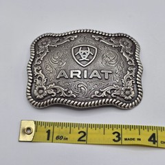 ARIAT Western Filigree Belt Buckle Silver Tone Rodeo Style Men&rsquo;s Cowboy Engraved