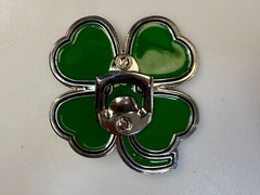Lucky Four Leaf Clover Enameled Shamrock Large Belt Buckle with Bottle Opener