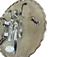 Y2K Biker Motorcycle Belt Buckle Red and Silver Round Maximalism Edgy Grungy