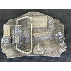 Siskiyou 1987 Vintage RV Motorhome Mountain Scene Belt Buckle L-50 Silver Pewter
