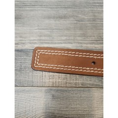 Men&rsquo;s Brown Leather Casual Belt with Silver Buckle Size XXL