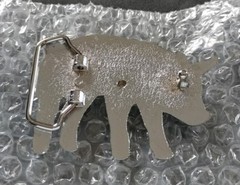 PIG FARMER HOG FARM ANIMAL CHROME PLATED SHAPED SOLID BRASS BELT BUCKLE BARON