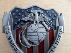 USMC Semper Fidelis US MARINE CORPS Belt Metal Buckle with Red & Blue Enamel