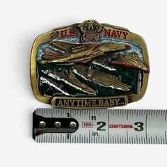 Vintage US Navy Anytime Baby 1983 The Great American Buckle Co Belt Buckle Mens