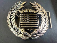 Cadillac Crown Logo Olive Branch Silver Color Belt Buckle Famous Stars & Stripes