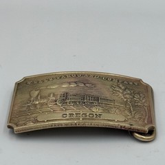 Vintage Wells Fargo and Company Oregon Steam Locomotive Train Belt Buckle Brass