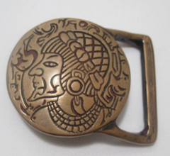 Tech Ether Guild Egyptian Revival Pharaoh Solid Brass 1970s Vintage Belt Buckle