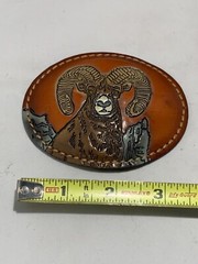 Torel Leather Ram Mountain Goat Belt Buckle Oblong