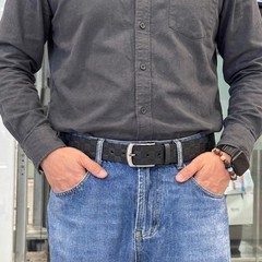 renwoxing Men&rsquo;s Genuine Leather Belt – 3.8cm 40&Prime;-42&Prime; Waist Adjustable, Black