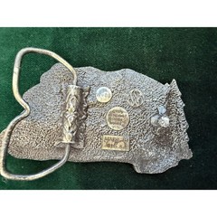 Vintage 1979 Bergamot Brass Works Pewter Belt Buckle Cross Country Skiing USA