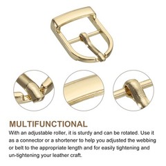 4Pcs 0.67&Prime; Single Prong Belt Buckle Oval Center Bar Buckles for Belt, Gold