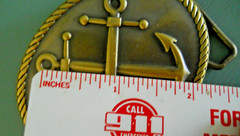 CROSSED ANCHOR BELT BUCKLE, 3&Prime; BRASS FINISH (NEW IN PACKAGE)