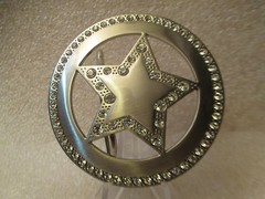 NEW POLISHED METAL RHINESTONE ICED OUT STAR BELT BUCKLE 2 5/8&Prime; VIC-THOR1
