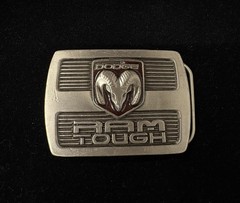 Vintage Dodge Ram Tough silver toned metal belt buckle from the 1990s RARE