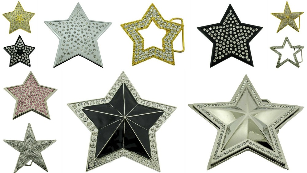 Star Belt Buckle Badge Sheriff Silver Gold Metal Rodeo Fashion Party Costume Big