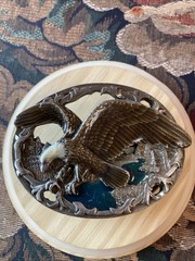 Flying Eagle Belt Buckle USA Made Silver Tone Excellent C+J Vintage 1990s