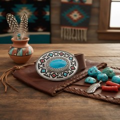 New Men Women Silver Metal Fashion Belt Buckle Native Ethnic Oval Turquoise Blue