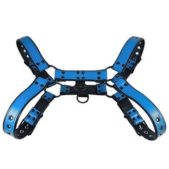 ZZRBVFH Men‘s Leather Harness PU Suspenders Shoulder Belt adjustable, Blue