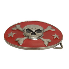 Oval Skull with stars Belt Buckle