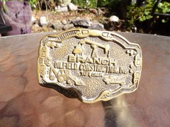 VTG 1978 BTS MENS BRANCH OILFIELD CONSTRUCTION TAFT CA SOLID BRASS BELT BUCKLE