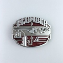 Antique Silver Red Enamel Plumber Belt Buckle Gurtelschnalle also Stock in US