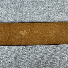 Bison Denim Brown Leather Belt 110cm 43 in Ornate Longhorn Buckle Western
