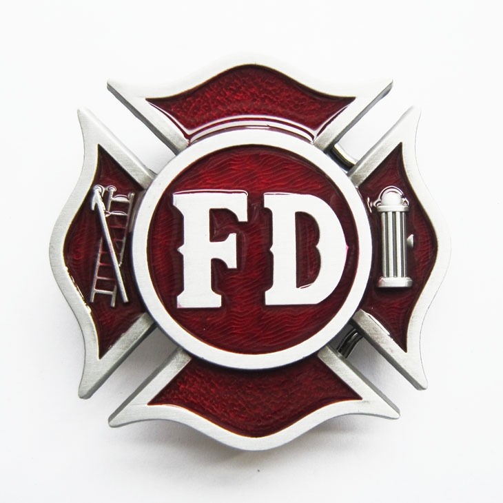 Firefighter Dept. Red FD Belt Buckle