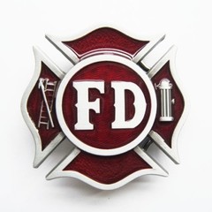 Firefighter Dept. Red FD Belt Buckle