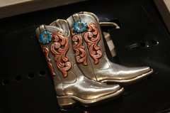 Blazin Roxx Belt Buckle Cowgirl Boots Silver tone 37937