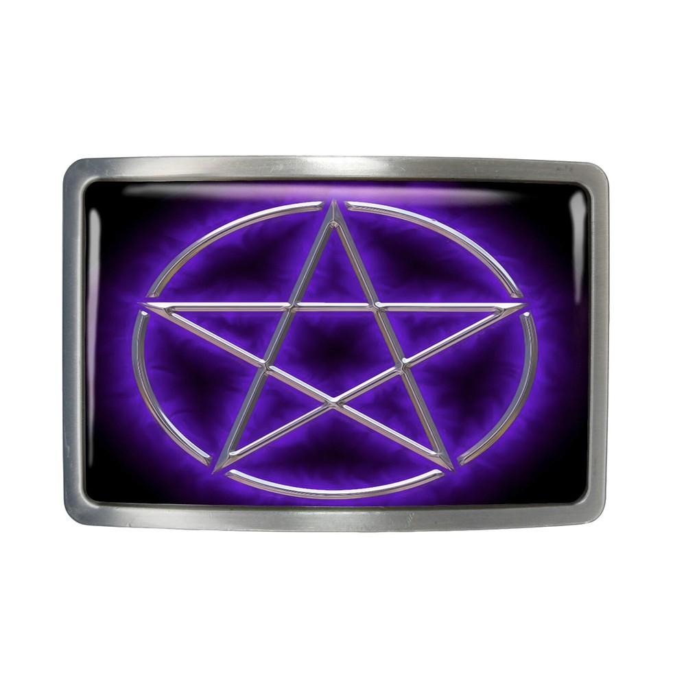 Purple Pentagram Belt Buckle – Gothic Pentacle Occult Symbol Belt Buckle – 105