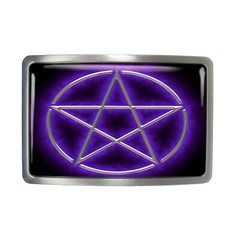 Purple Pentagram Belt Buckle – Gothic Pentacle Occult Symbol Belt Buckle – 105
