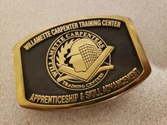 Willamette Carpenter Training Center Belt Buckle HANDMADE SAND-CAST SOLID BRASS