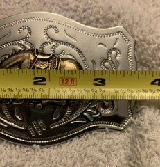 VTG Western Silver Tone Belt Buckle with Brass Tone Bucking Bronco Horse 1970’s