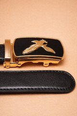 Men Eagle Buckle Belt Automatic Ratchet PU Leather Adjustable Black