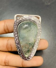 Moss Prehnite Gemstone 925 Sterling Silver Handmade Belt Buckles Vintage Gift