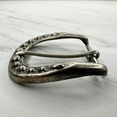 Studded Silver Tone Simple Basic Belt Buckle