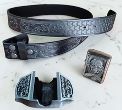 Men’s Belt w/ Lighter Buckle Skull Western Belt 32–40 Gift for Him