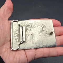 Vintage Mexico Silver Tone Turquoise Inlay Flying Eagle Rectangle Belt Buckle