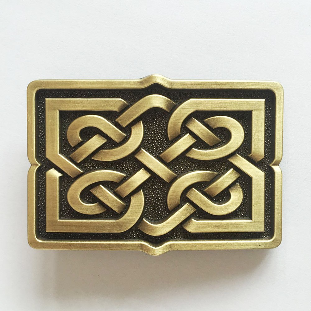 NEW BRONZE PLATED CELTIC IRISH CROSS KNOT VINTAGE RECTANGLE BELT BUCKLE
