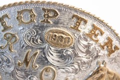 Vtg 1980 RMQHA Top Ten Trophy Belt Buckle Rocky Mountain Quarter Horse Colorado