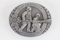 Vintage 90s Limited Edition Numbered 1993 Ohio Firefighter Belt Buckle Pewter