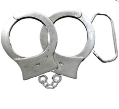 Handcuffs Theme Fine Pewter Silver Belt Buckle MPN 4632 Fits 1.5 in Belt