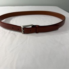 Men&rsquo;s Handcrafted Genuine Leather Brown Leather Belt Silver Buckle