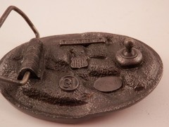 Vintage Country Pickers 1986 C & J inc Belt Buckle Enamel Guitar Players #1446