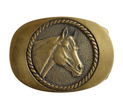 Vintage 1978 BTS Solid Brass Horse Head Belt Buckle Western Cowboy Cowgirl – USA